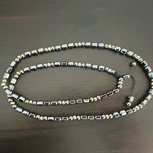 Slender in Size ~ Full on Shine! Hematite and Rose Gold Beaded Necklace